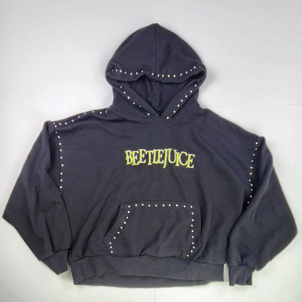 Beetlejuice Forever 21 Oversized Rhinestone Hoodie Graphic Streetwear